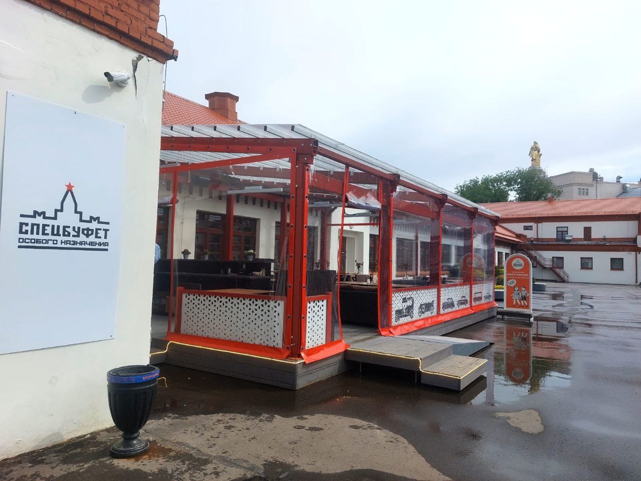 ПВХ шторы для летней террасы кафе в посёлке Хомутово
